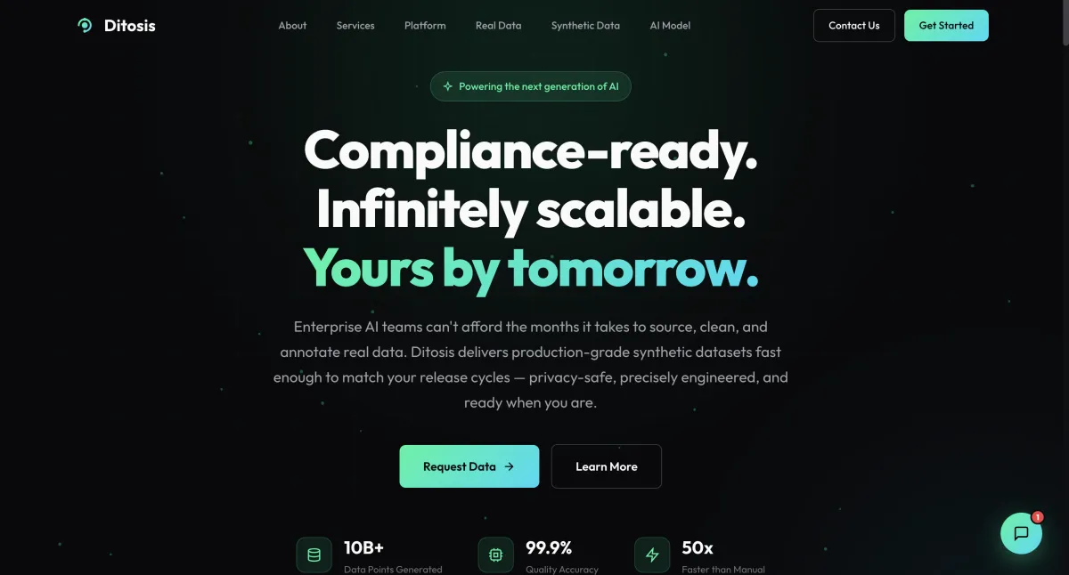 Ditosis synthetic data marketing website